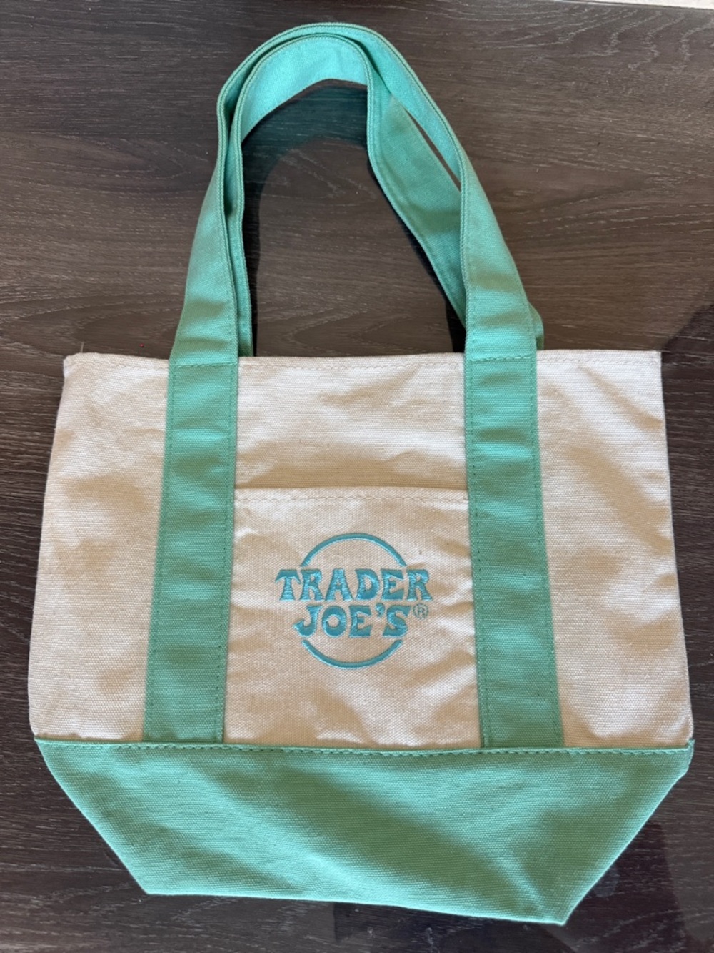 Trader Joe’s Cream and Mint Canvas Tote Bag